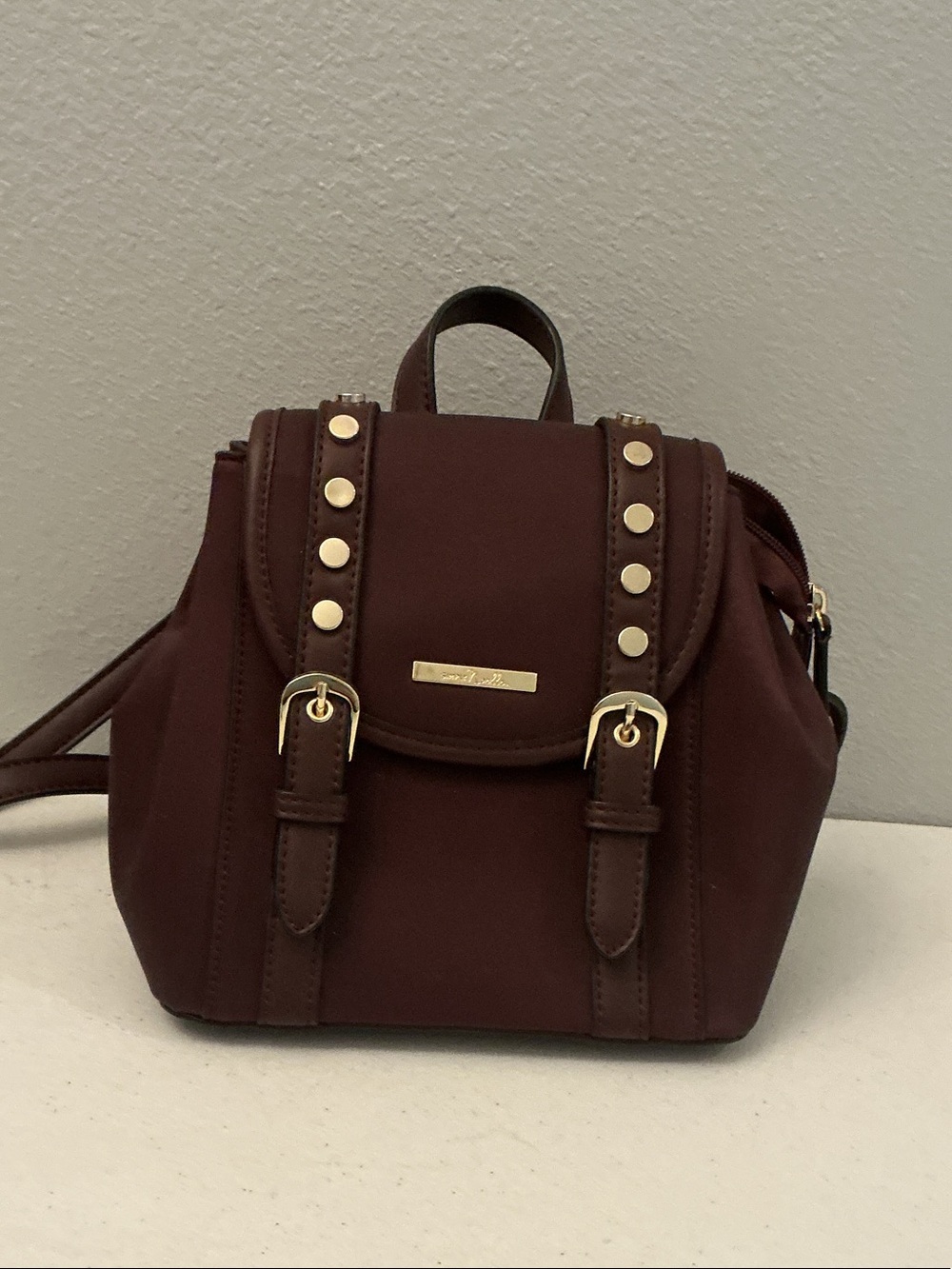 Simply Noelle Mini Backpack in Dark Brown with Gold Accents